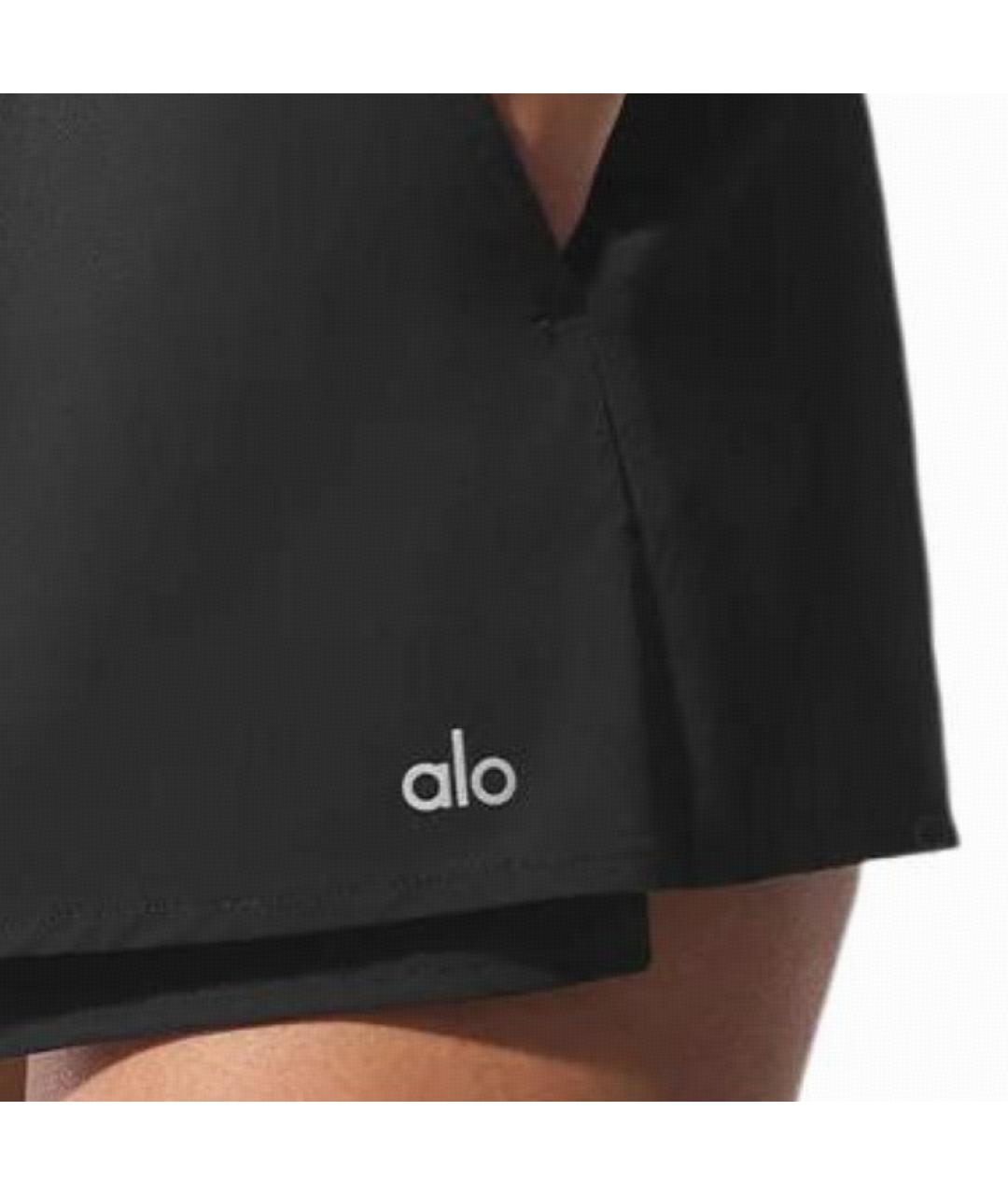 ALO YOGA Черная нейлоновая юбка-шорты, фото 5