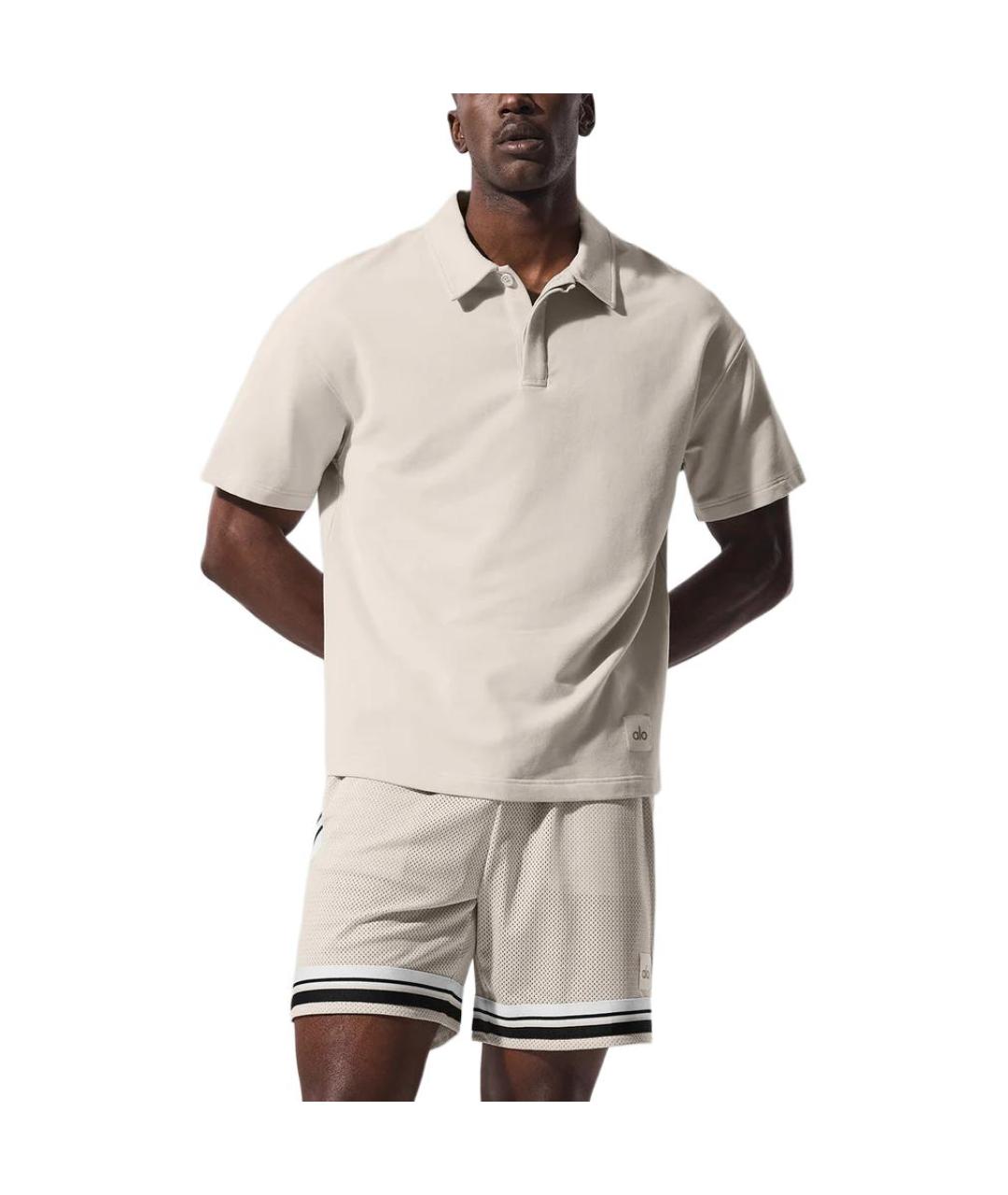 ALO YOGA Белое поло с коротким рукавом, фото 4