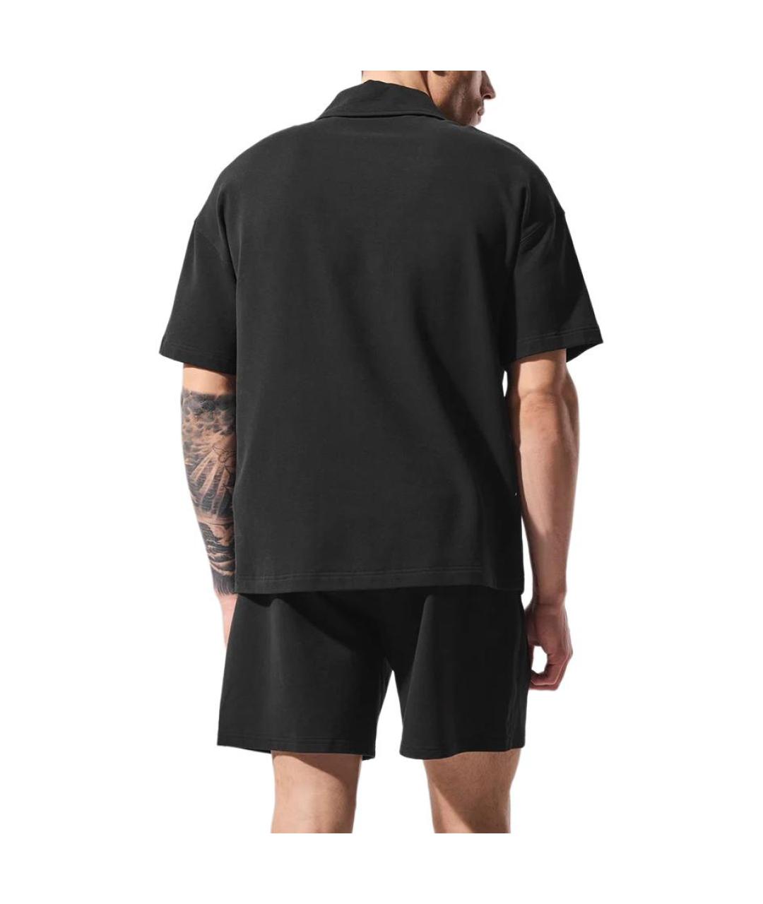 ALO YOGA Черное поло с коротким рукавом, фото 2