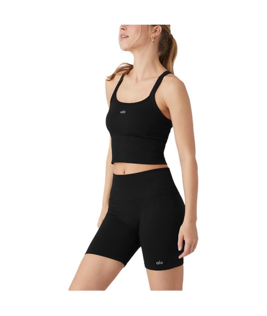 ALO YOGA Черная майка, фото 3