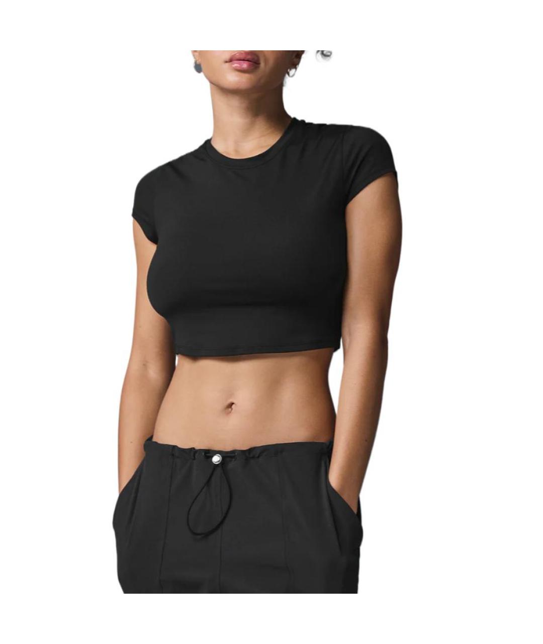 ALO YOGA Черная футболка, фото 3