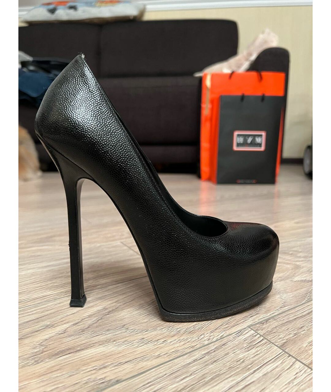 SAINT LAURENT Черные кожаные туфли, фото 5