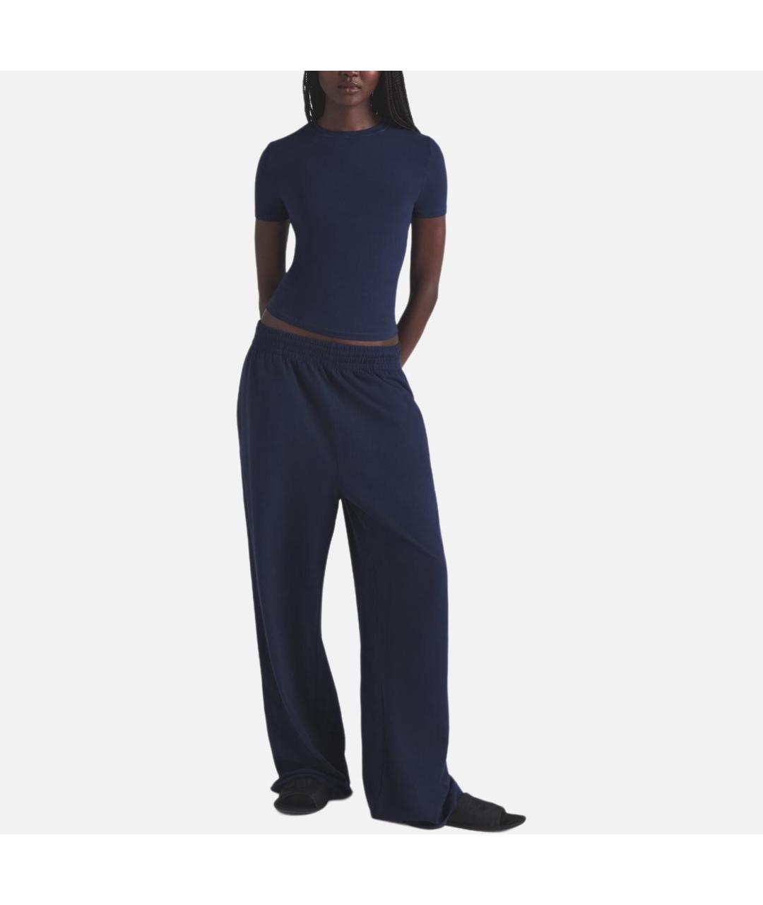 SKIMS Темно-синие хлопковые прямые брюки, фото 2