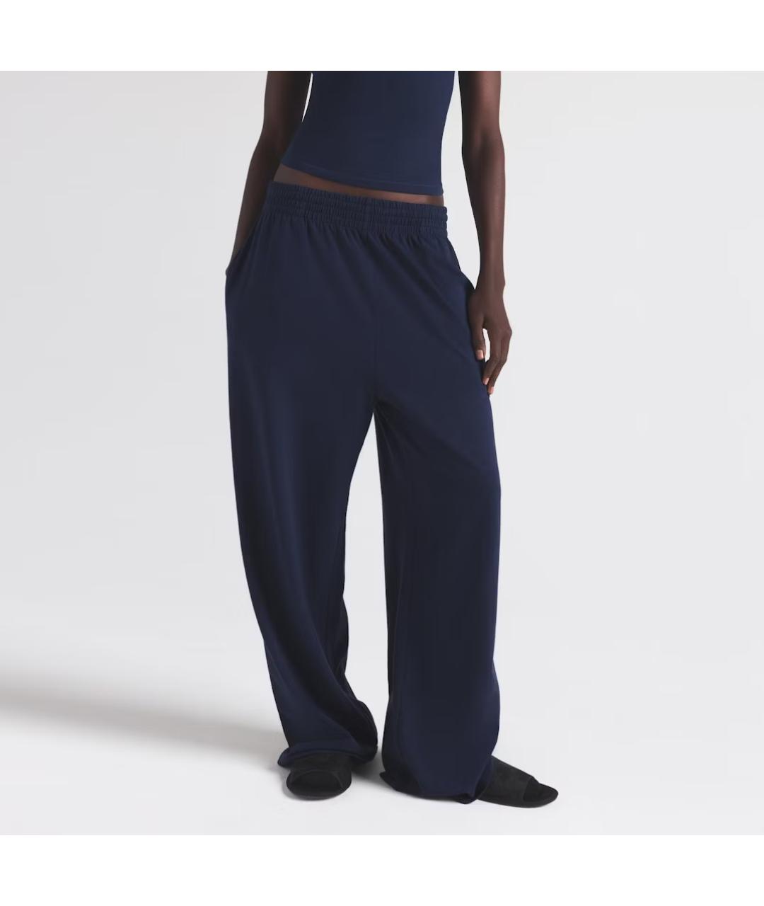 SKIMS Темно-синие хлопковые прямые брюки, фото 5