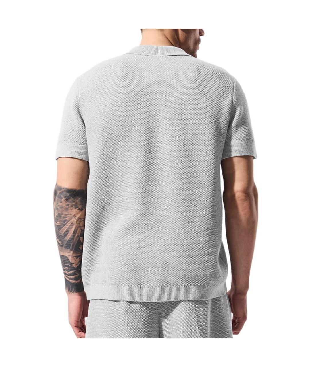 ALO YOGA Серое поло с коротким рукавом, фото 2