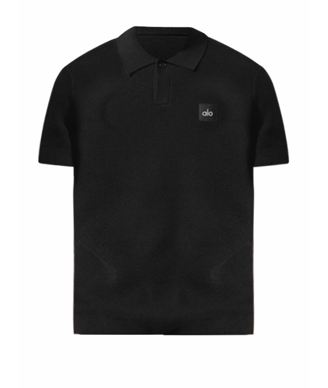 ALO YOGA Черное поло с коротким рукавом, фото 1
