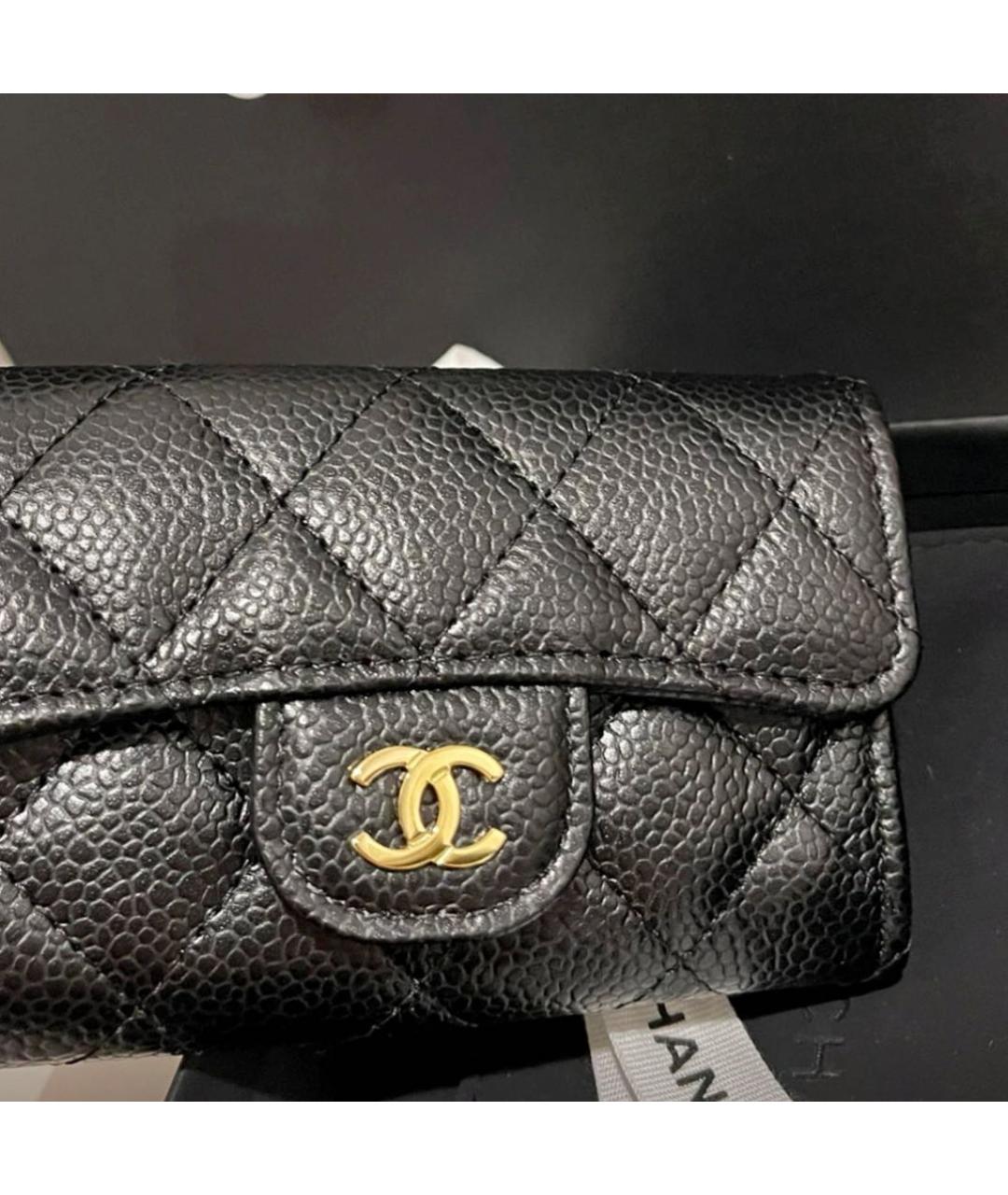 CHANEL Черный кожаный кошелек, фото 3
