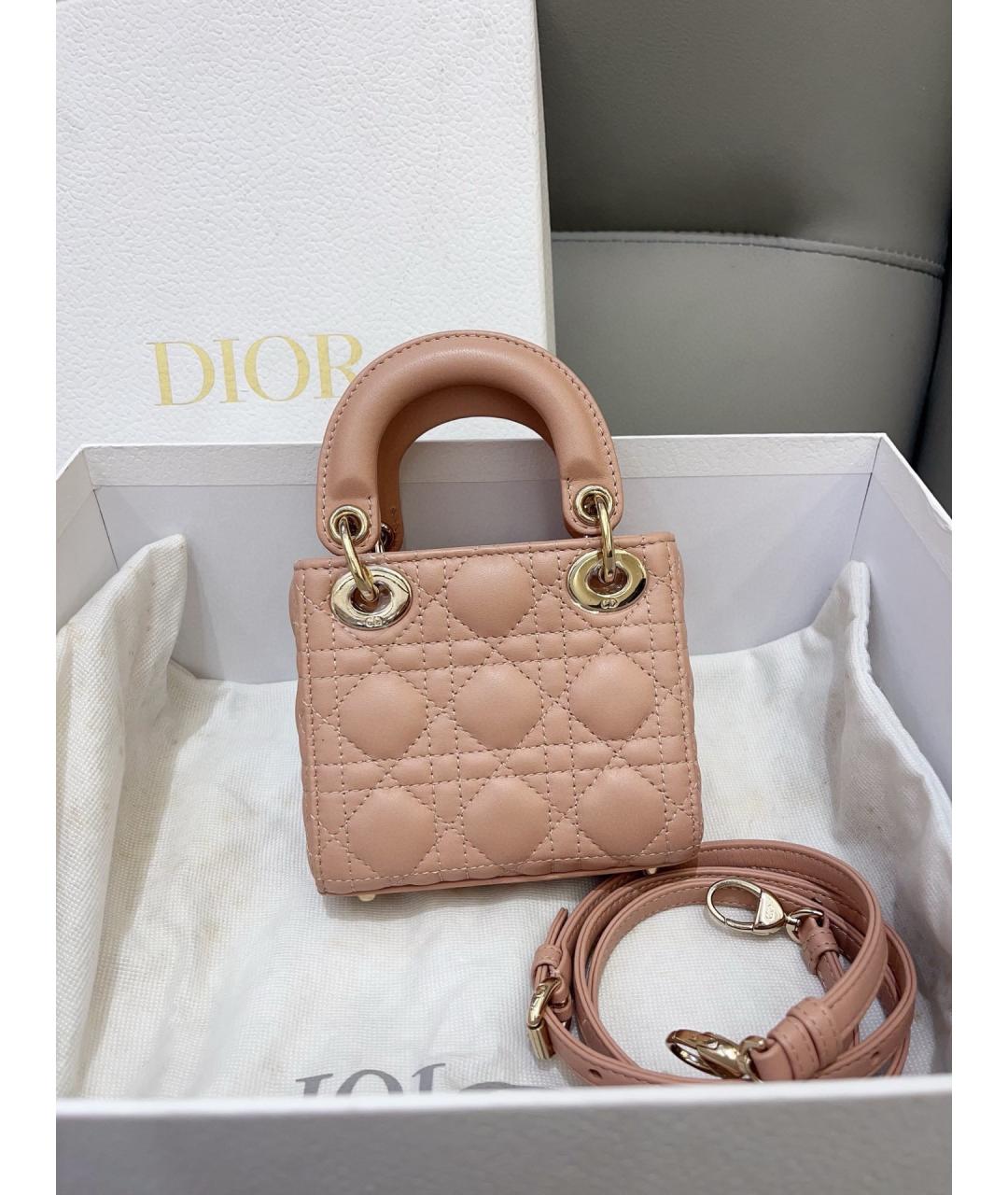 CHRISTIAN DIOR Розовая кожаная сумка через плечо, фото 3