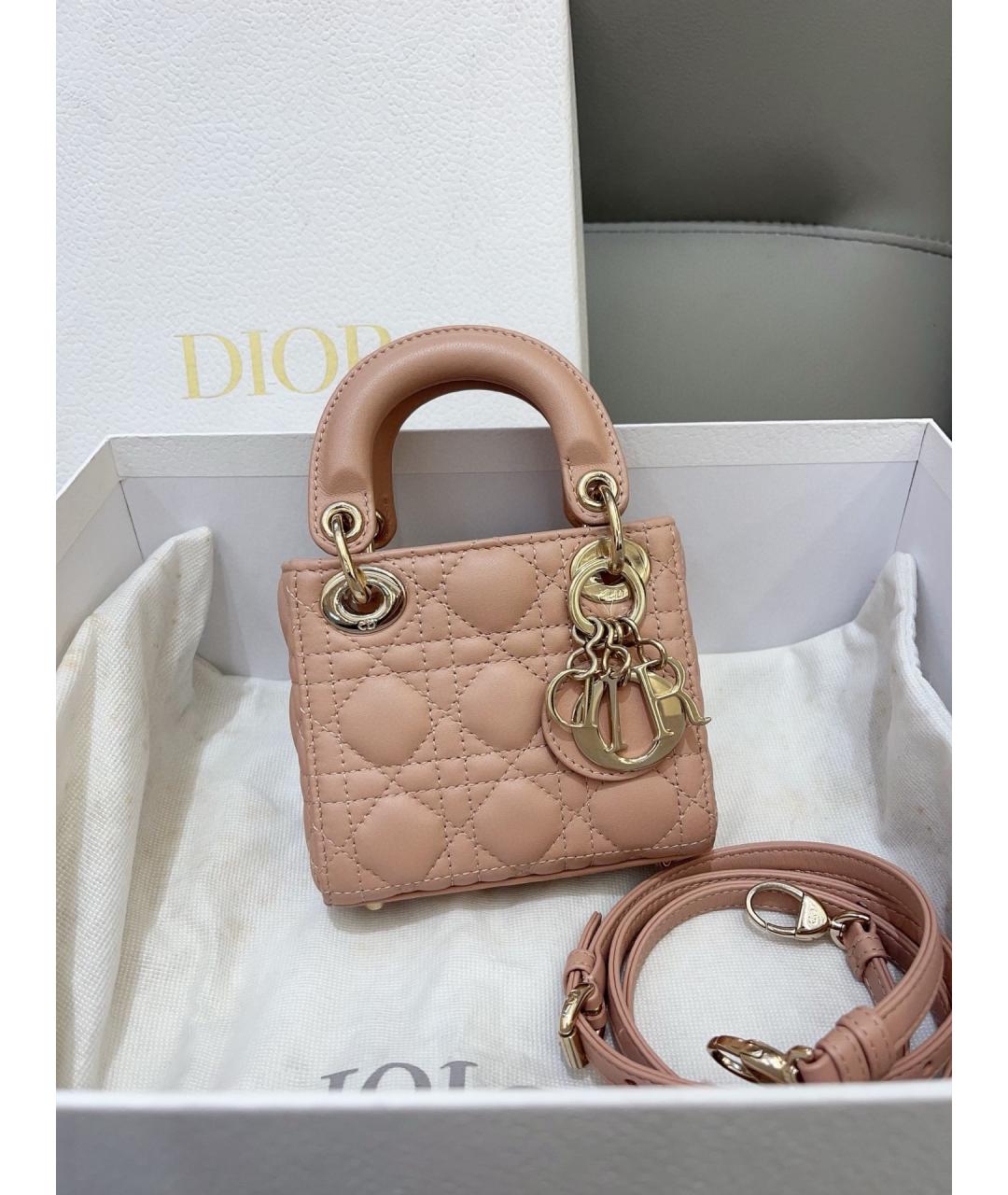 CHRISTIAN DIOR Розовая кожаная сумка через плечо, фото 2