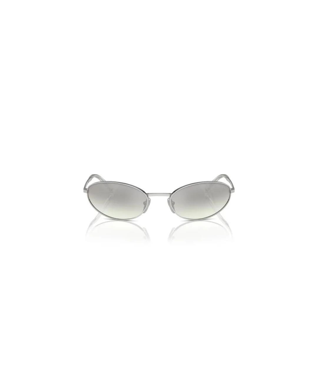 PRADA Серебряные металлические солнцезащитные очки, фото 2
