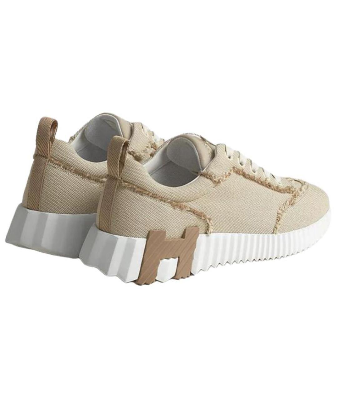 HERMES Бежевые текстильные кроссовки, фото 3