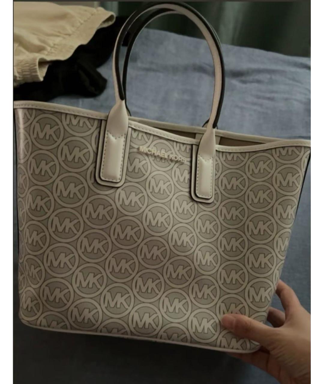 MICHAEL KORS Белая сумка тоут из искусственной кожи, фото 6