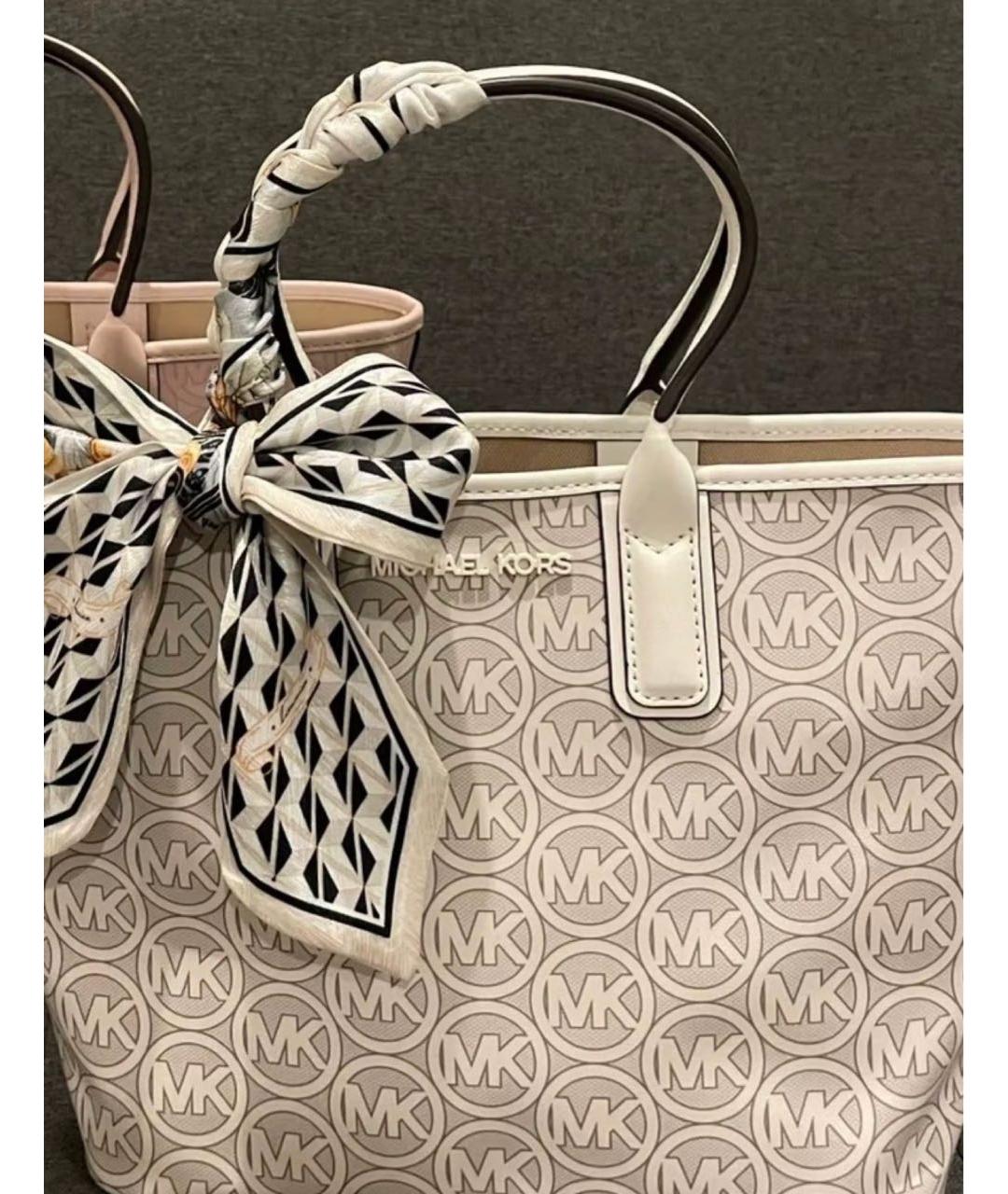 MICHAEL KORS Белая сумка тоут из искусственной кожи, фото 4