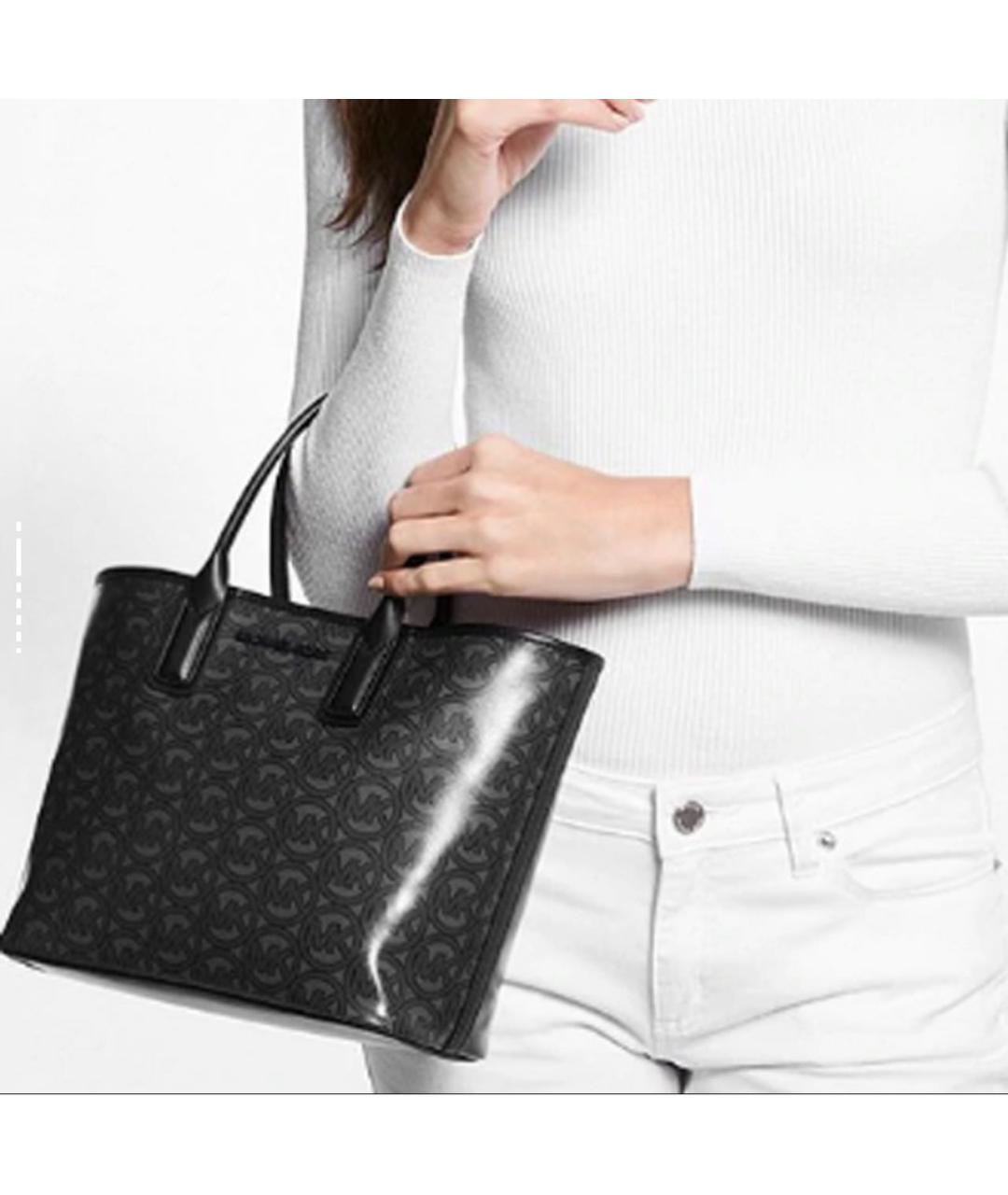 MICHAEL KORS Черная сумка тоут из искусственной кожи, фото 6