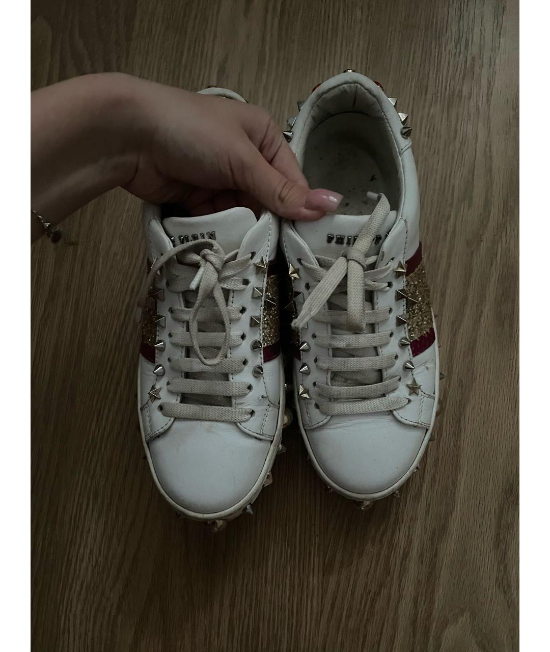 PHILIPP PLEIN Белые кожаные кеды, фото 3