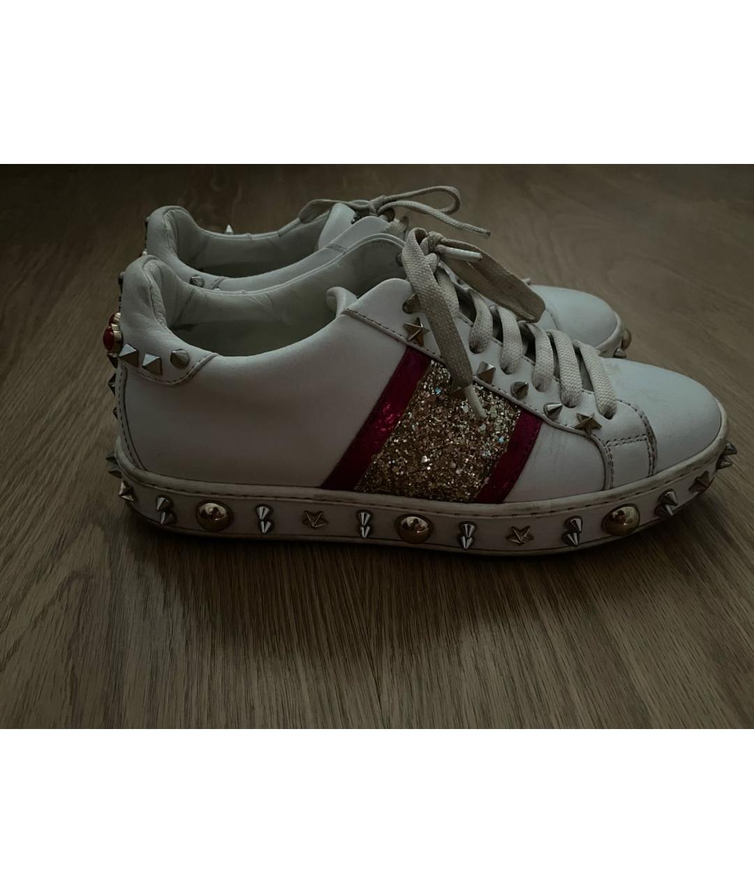 PHILIPP PLEIN Белые кожаные кеды, фото 5