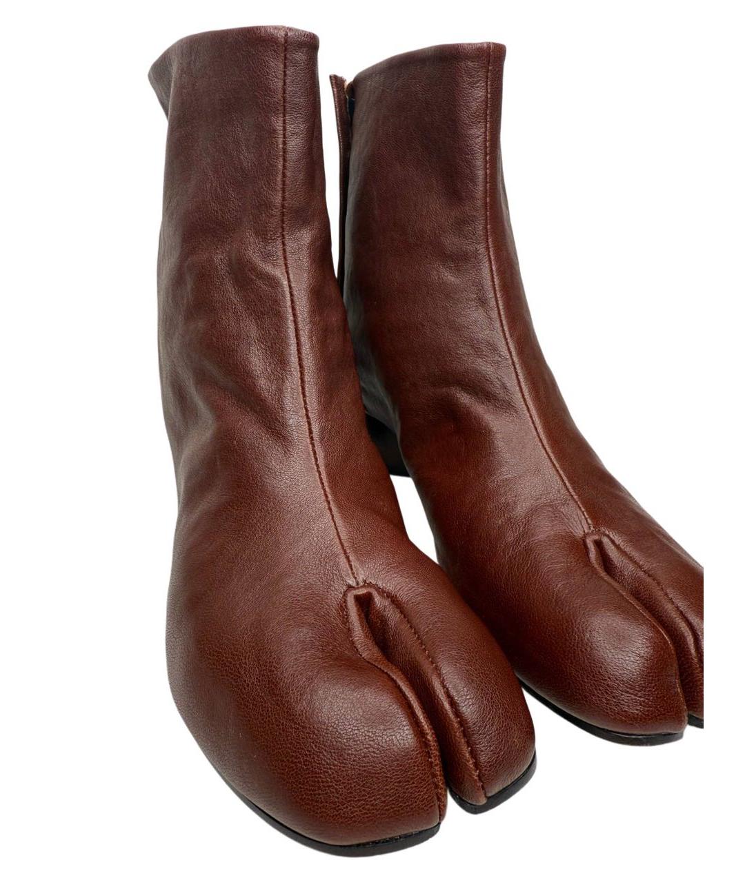 MAISON MARGIELA Бордовые кожаные полусапоги, фото 4