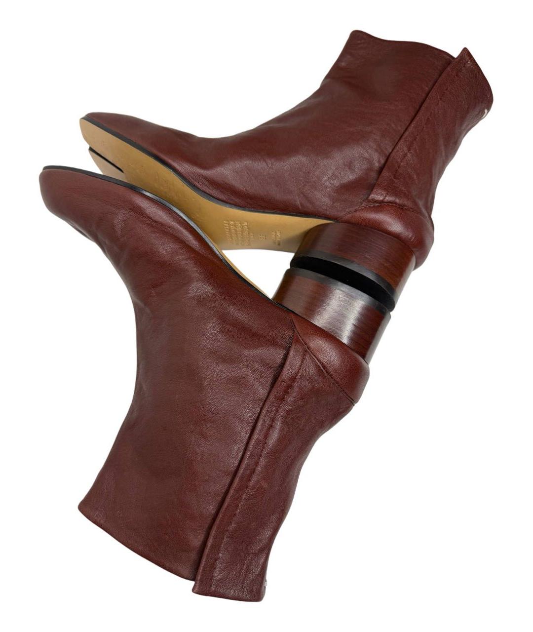 MAISON MARGIELA Бордовые кожаные полусапоги, фото 7