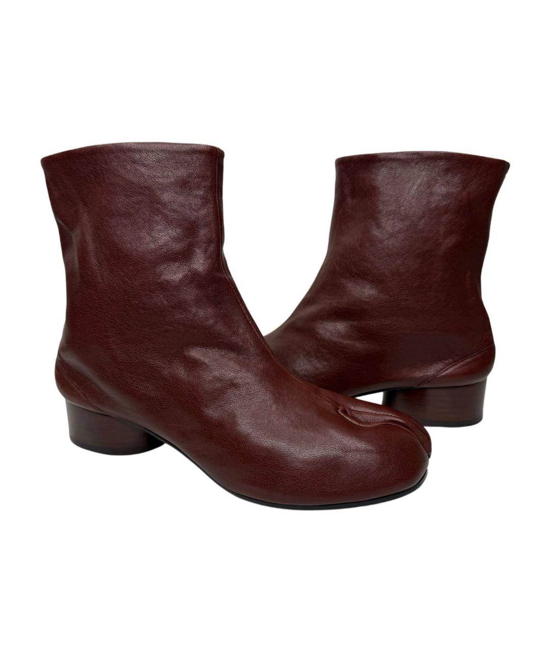 MAISON MARGIELA Бордовые кожаные полусапоги, фото 2