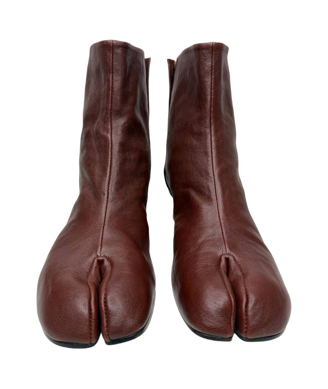MAISON MARGIELA Бордовые кожаные полусапоги, фото 3