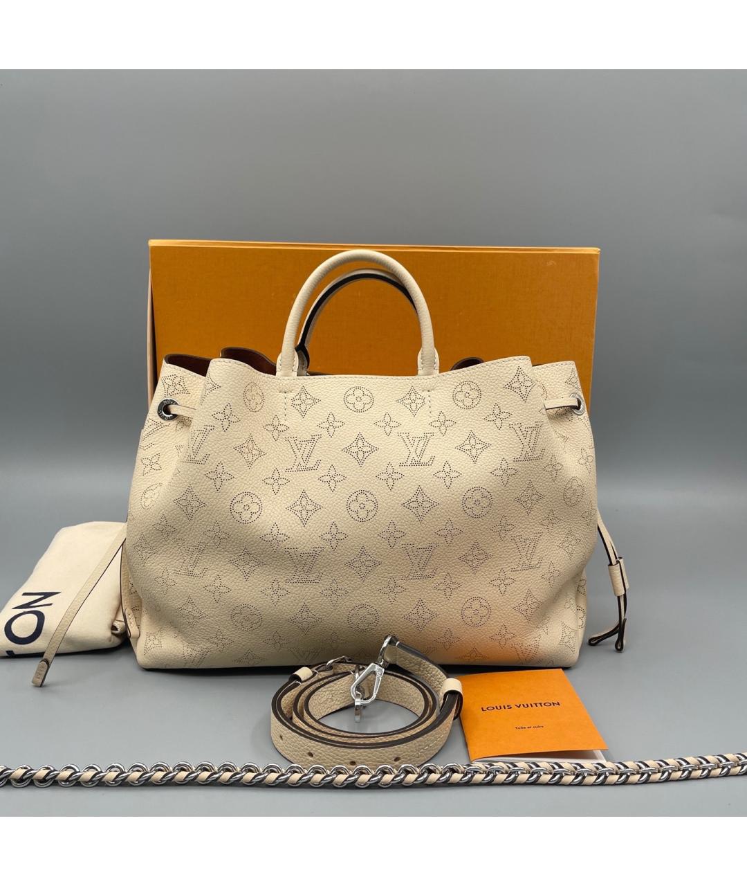 LOUIS VUITTON Бежевая кожаная сумка с короткими ручками, фото 4