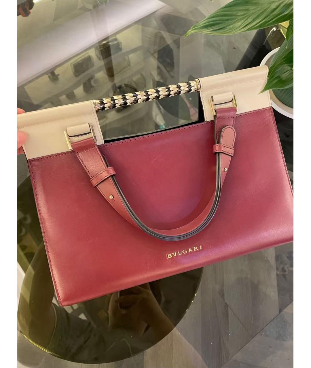 BVLGARI Бордовая кожаная сумка с короткими ручками, фото 8