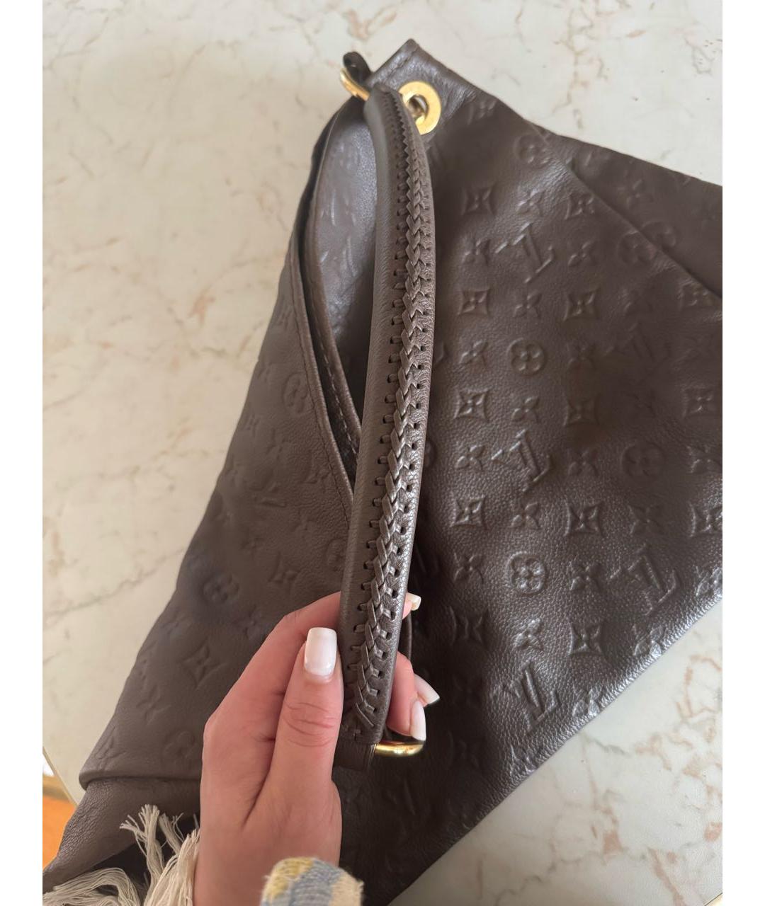 LOUIS VUITTON Коричневая кожаная сумка тоут, фото 5