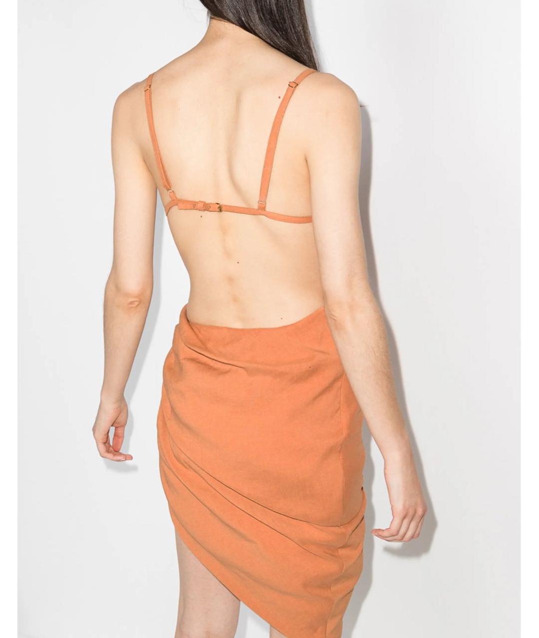 JACQUEMUS Оранжевое хлопковое коктейльное платье, фото 3