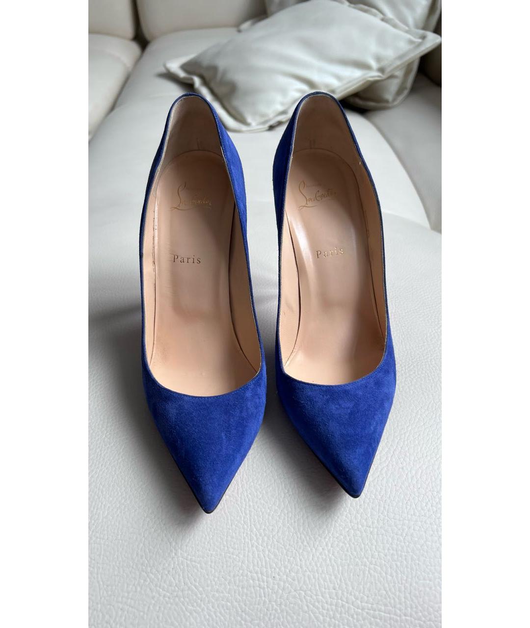 CHRISTIAN LOUBOUTIN Синие нубуковые туфли, фото 2