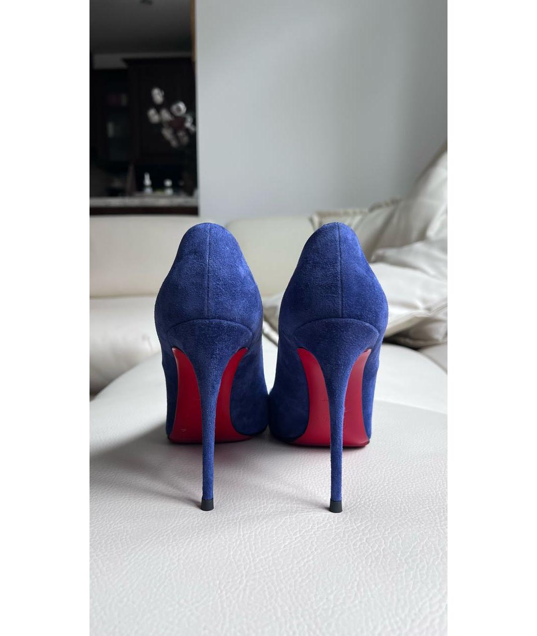 CHRISTIAN LOUBOUTIN Синие нубуковые туфли, фото 4