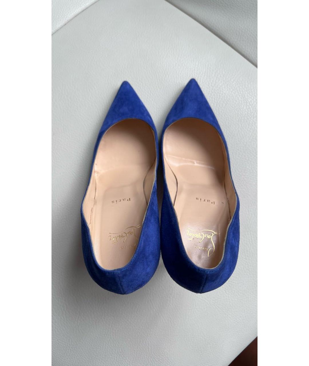 CHRISTIAN LOUBOUTIN Синие нубуковые туфли, фото 3