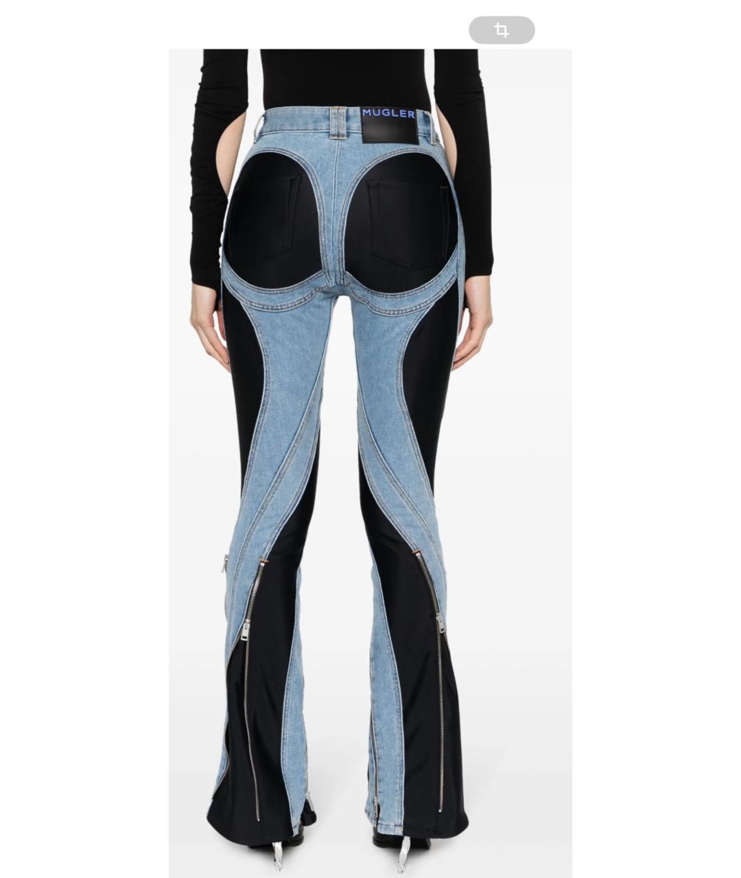 MUGLER Голубые хлопковые прямые джинсы, фото 2