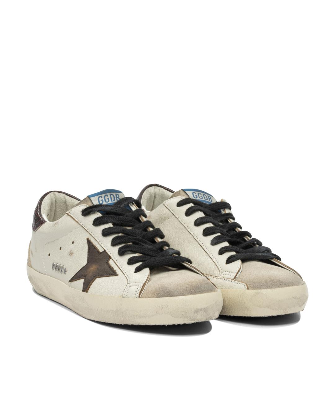 GOLDEN GOOSE DELUXE BRAND Бежевые кожаные низкие кроссовки / кеды, фото 2