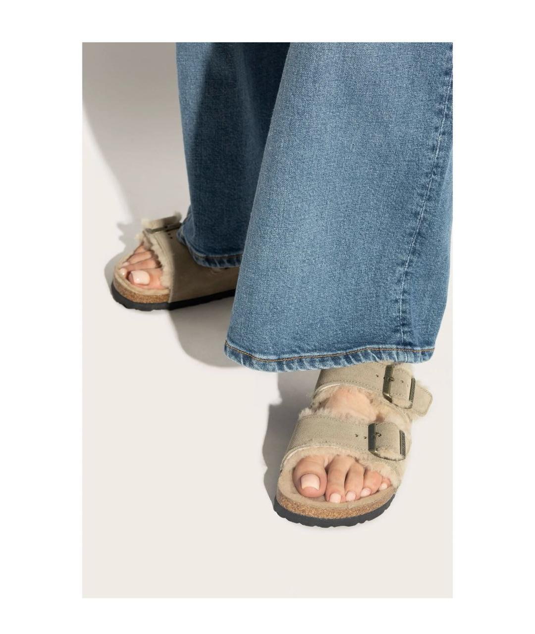 BIRKENSTOCK Бежевые замшевые сандалии, фото 2