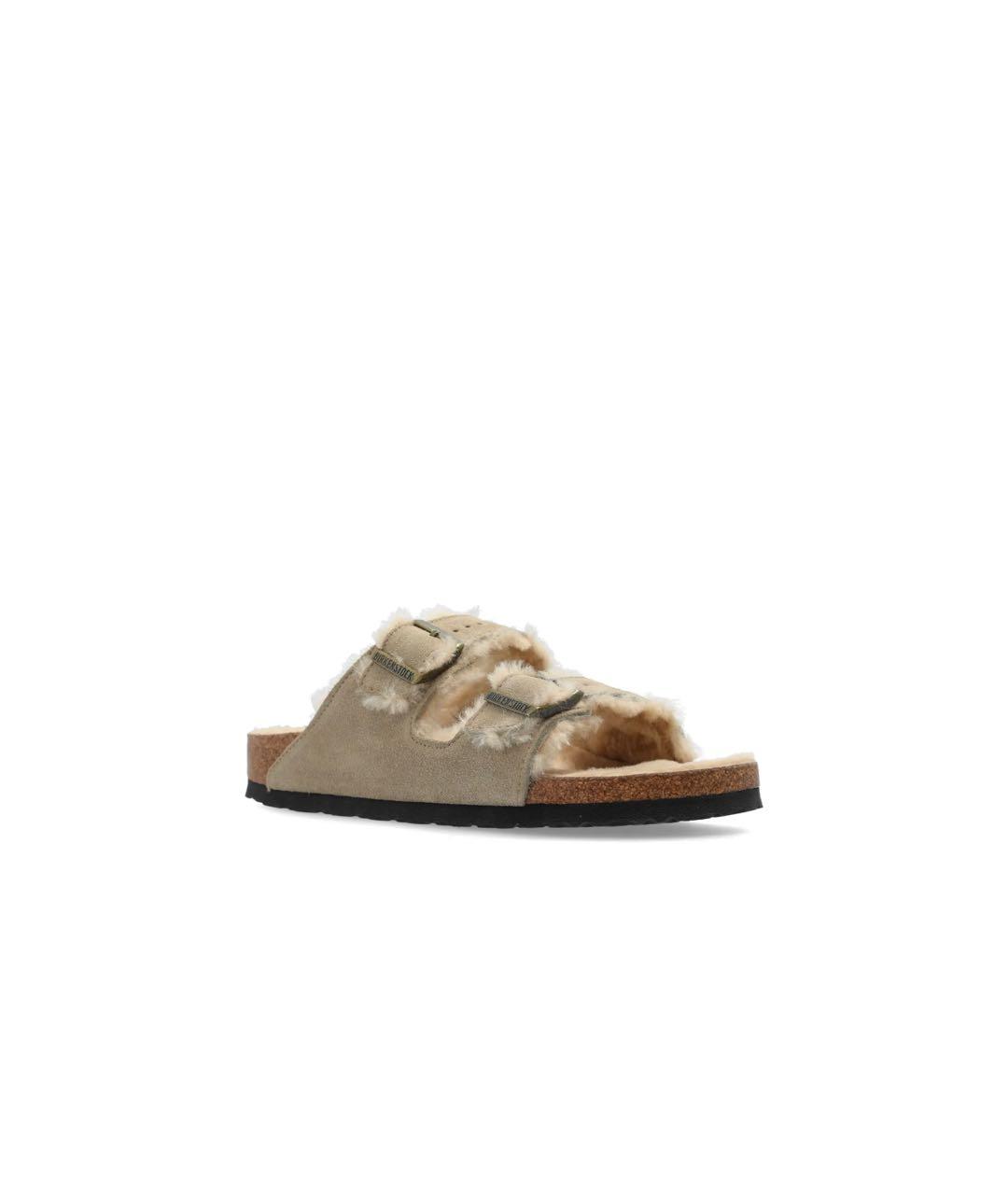 BIRKENSTOCK Бежевые замшевые сандалии, фото 4