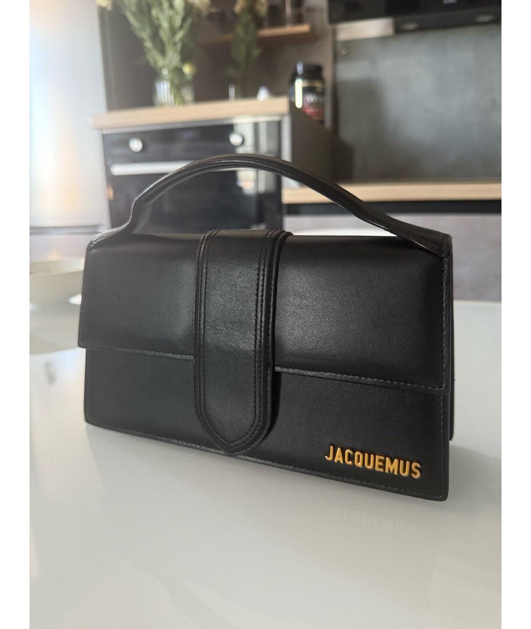 JACQUEMUS Черная кожаная сумка с короткими ручками, фото 2