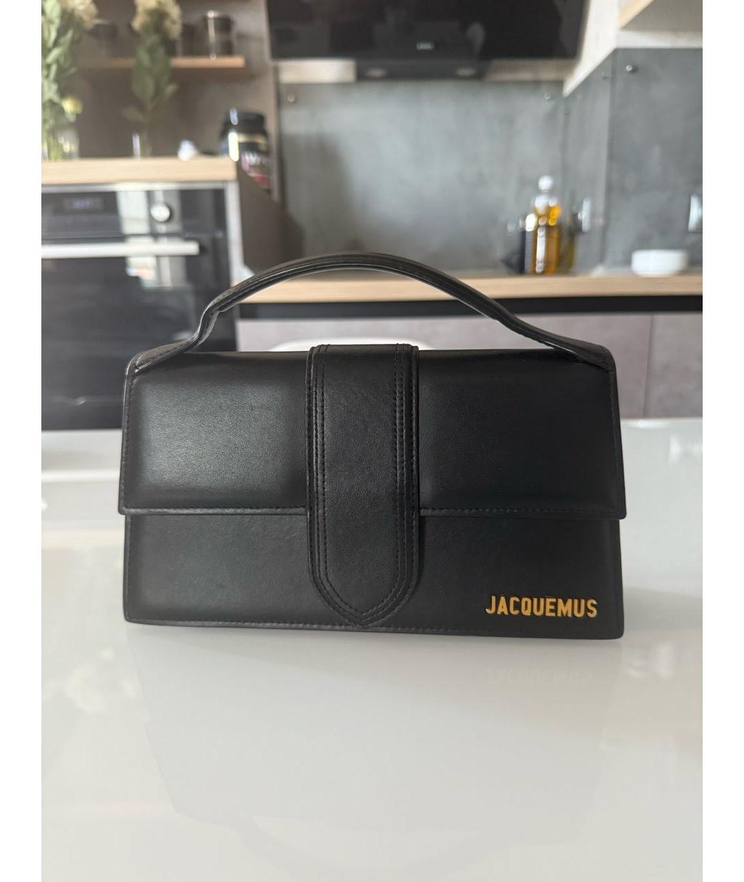 JACQUEMUS Черная кожаная сумка с короткими ручками, фото 5