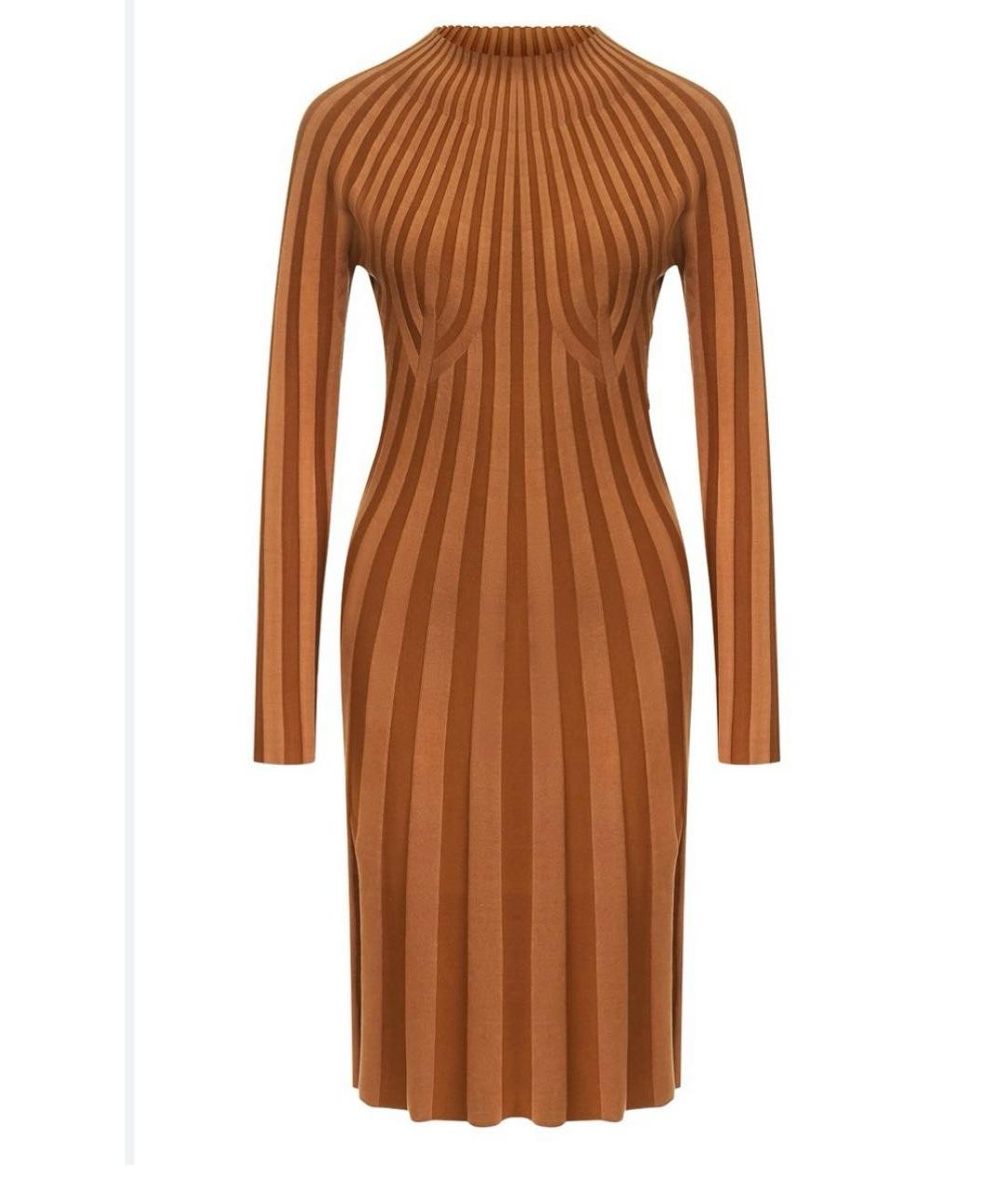 BURBERRY Коричневое шелковое повседневное платье, фото 7