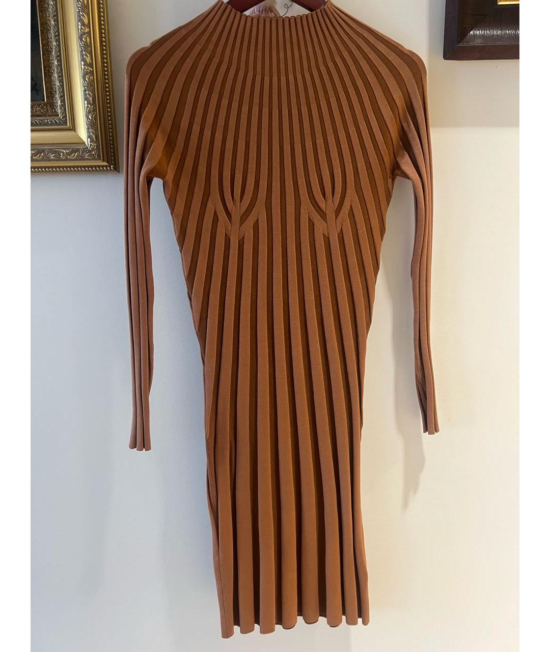 BURBERRY Коричневое шелковое повседневное платье, фото 2