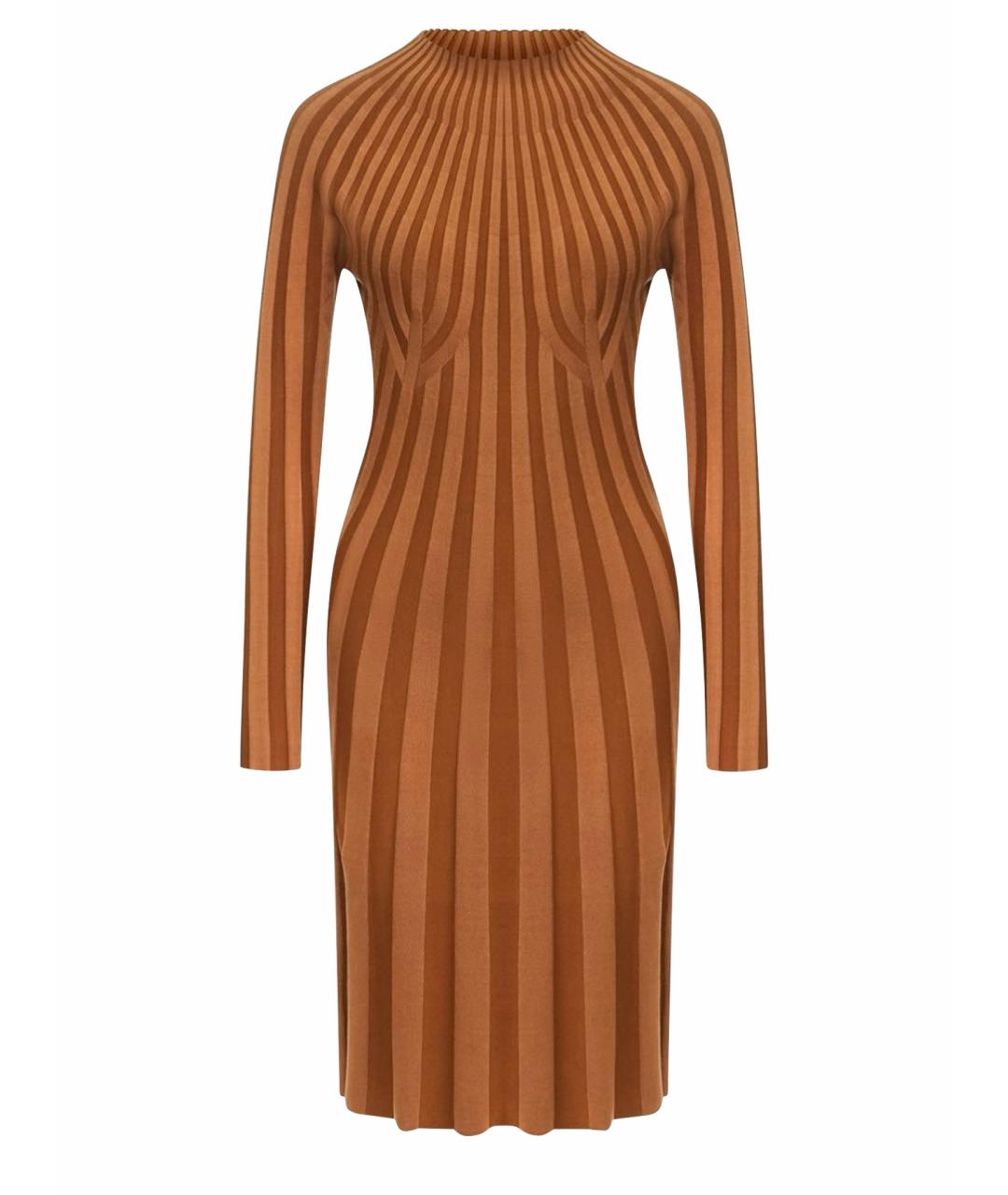 BURBERRY Коричневое шелковое повседневное платье, фото 1