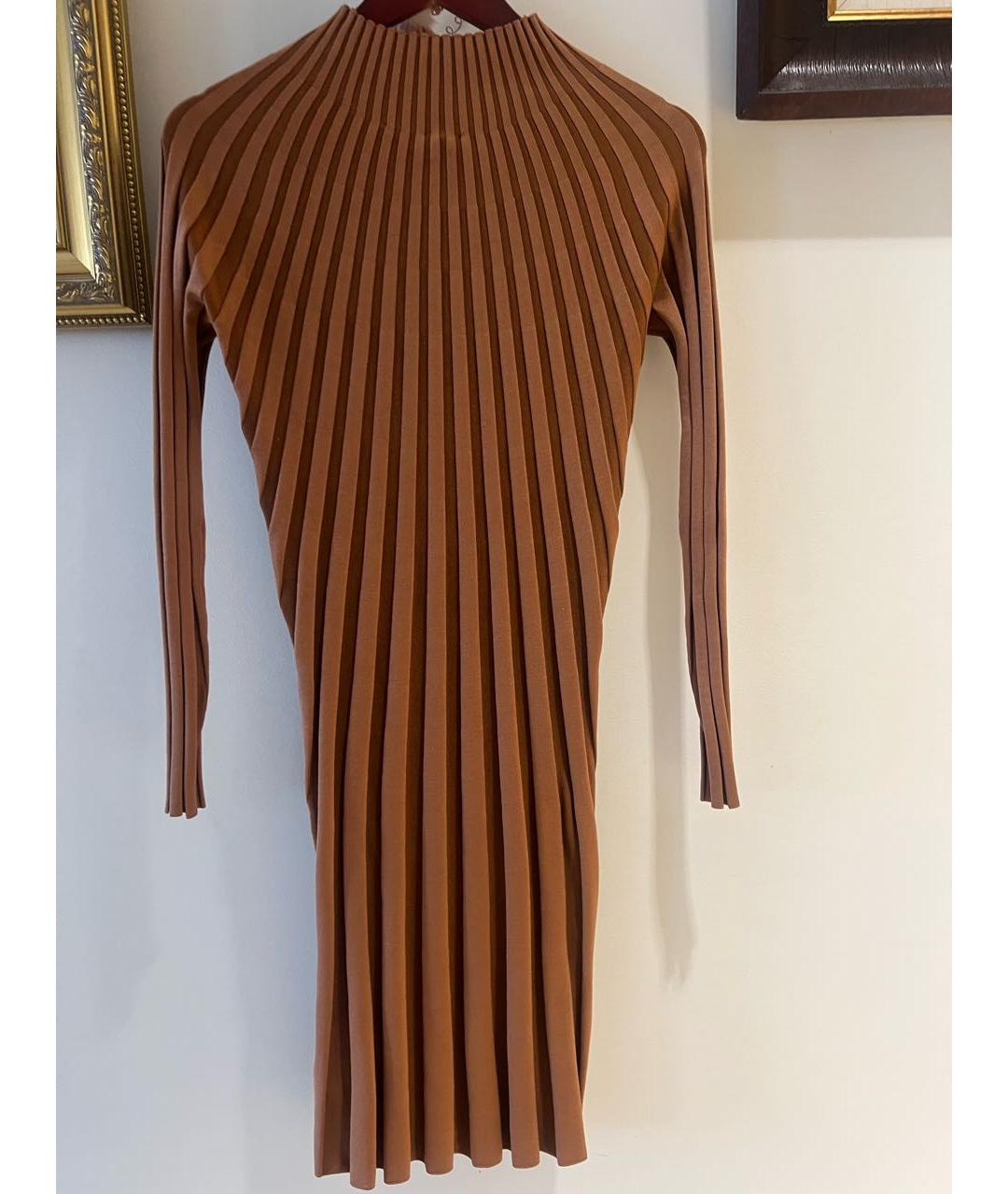 BURBERRY Коричневое шелковое повседневное платье, фото 3