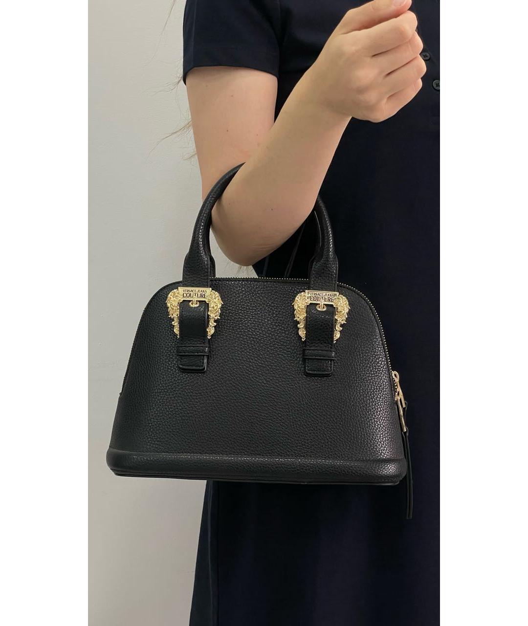 VERSACE JEANS COUTURE Черная сумка с короткими ручками из искусственной кожи, фото 5