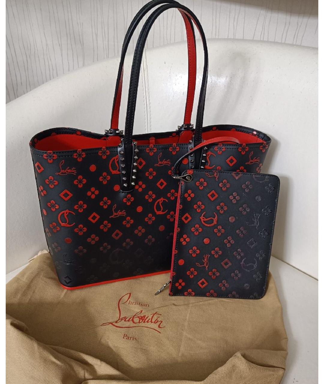 CHRISTIAN LOUBOUTIN Черная кожаная сумка тоут, фото 5