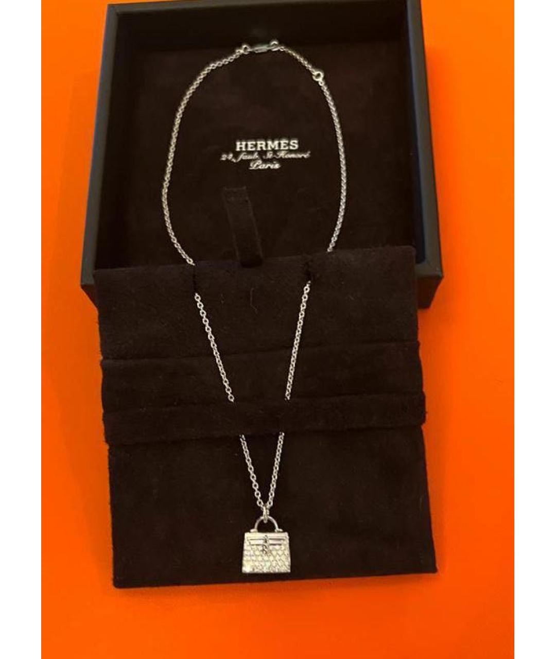 HERMES Серебряное колье из белого золота, фото 3