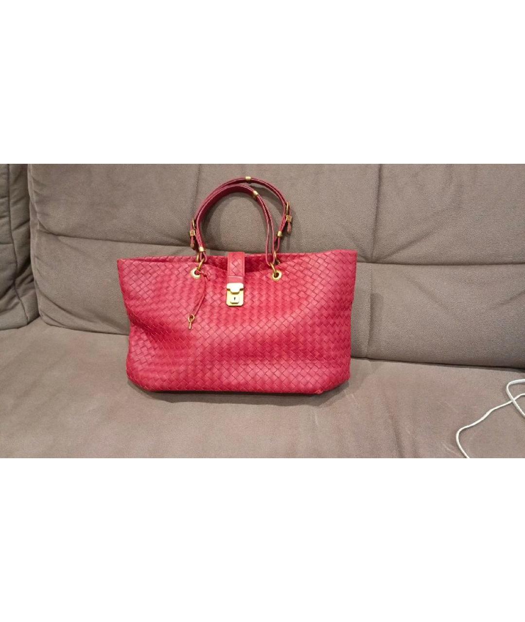 BOTTEGA VENETA Красная кожаная сумка тоут, фото 7
