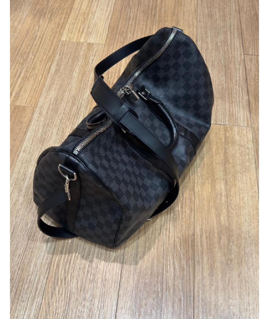 LOUIS VUITTON Антрацитовая кожаная дорожная/спортивная сумка, фото 2
