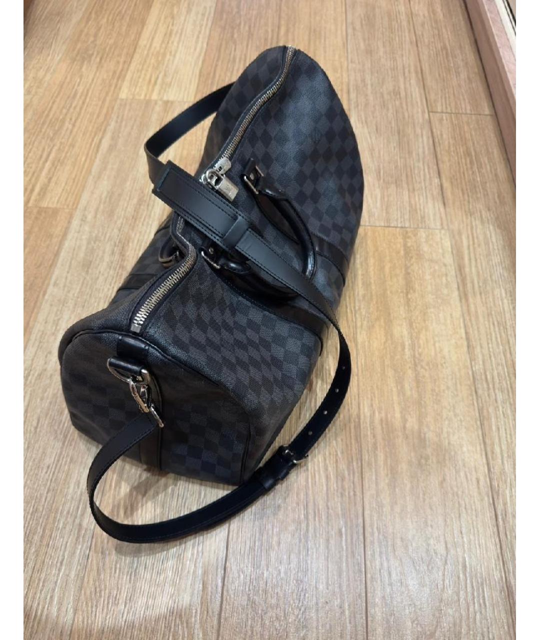 LOUIS VUITTON Антрацитовая кожаная дорожная/спортивная сумка, фото 6
