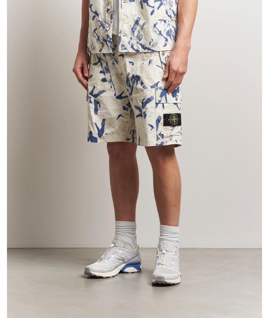 STONE ISLAND Бежевые хлопковые шорты, фото 2