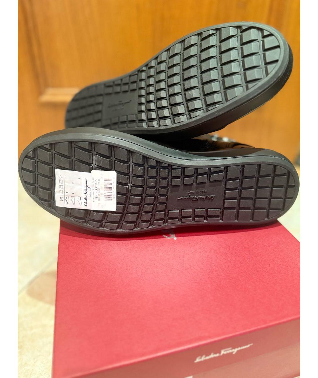 FERRAGAMO Черные кожаные низкие ботинки, фото 6
