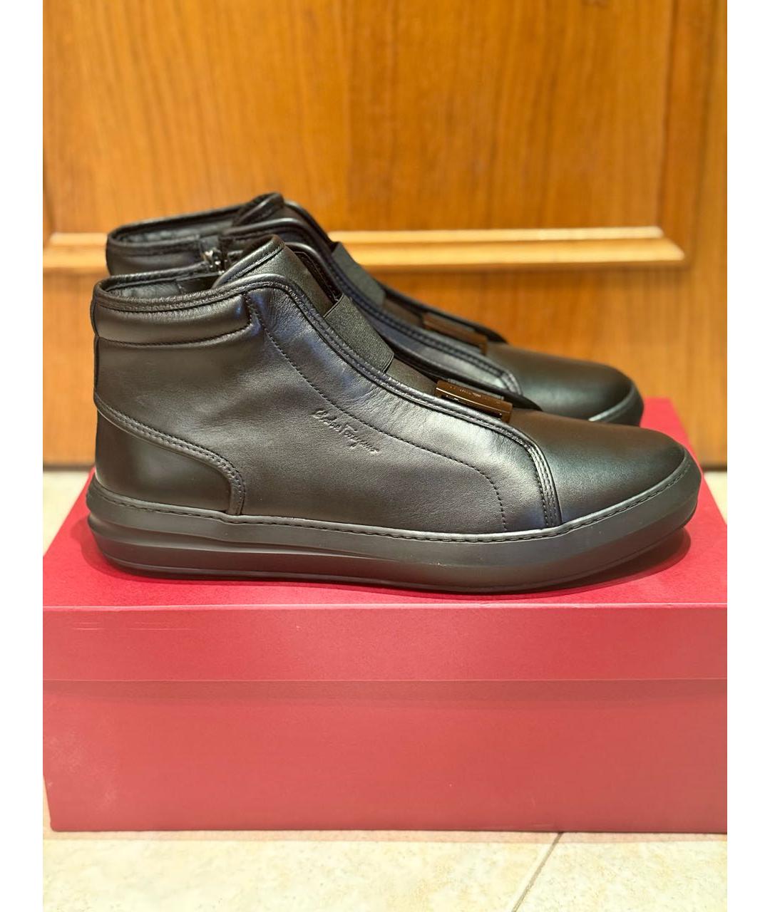 FERRAGAMO Черные кожаные низкие ботинки, фото 8
